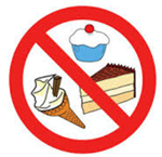 Clip art of different Sweets with the No symbol 